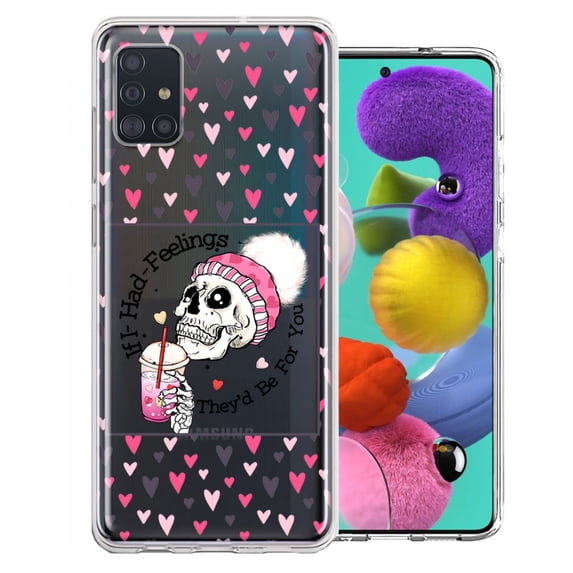 MUNDAZE Samsung Galaxy A51 Pink Dead Valentine Skull Frap Hearts If I had Feelings They'd Be For You Love Double Layer Phone Case Cover