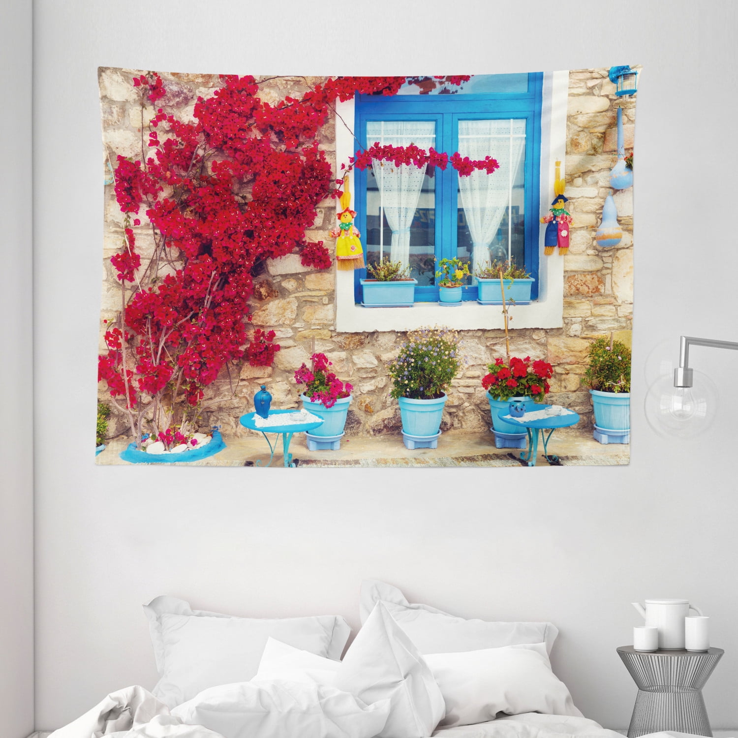 Coastal Decor Tapestry, Italian Decor Mediterranean House with Greek