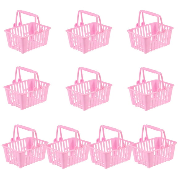 10 cestas de compra de simulación de plástico para juguetes, mini cestas de dulces.
