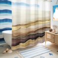 thumbnail image 5 of No Hook Shower Curtain, Marble Brown Gold Shower Curtains for Bathroom with See Through Top Window, Abstract Watercolor Geometric Rock Waterproof & Washable Bath Curtain 66"x72", 5 of 9