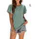 thumbnail image 4 of Camiseta de mujer Sonducket con volantes Color sólido Verde L AP011064-08, 4 of 6