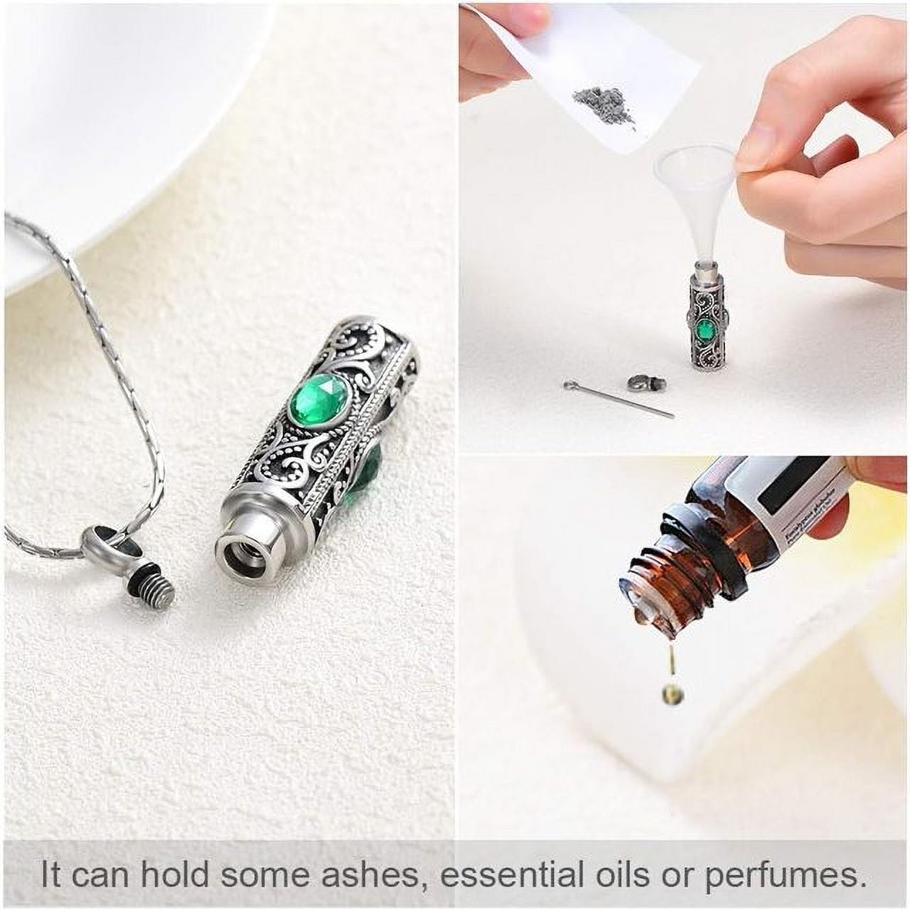 5 Pcs Urn Necklace for Ashes Keepsake Cremation Heart Cross Cubic Jewelry for Ashes Stainless Steel Memorial Locket Ashes Keepsake Necklace for Women Men Loved Ones, 5 Styles