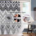thumbnail image 4 of Black White Shower Curtain,Boho Geometry Fabric Shower Curtains Sets for Bathroom,Farmhouse Stripe Bath Curtain Minimalist Art Curtain with 12 Hooks 72x72 Inches, 4 of 6