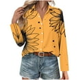 thumbnail image 4 of HOMBOM Womens Classic Fit Polo Shirts Button down Fall Yellow Long Sleeve Tops Floral for Women, 4 of 6