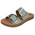 thumbnail image 1 of Soda Shoes Women Sandals Double Strap Functional Buckles Flip Flops HELLO-S Dark Mint Green 6, 1 of 2