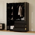 thumbnail image 6 of VivaVista Solid Wood Armoire Wardrobe Closet with Hanging Rod and Drawers, Modern Wardrobe Closet for Bedroom, Large Closet Wardrobe with Doors, Closet Wardrobe Storage Cabinet, 6 of 11