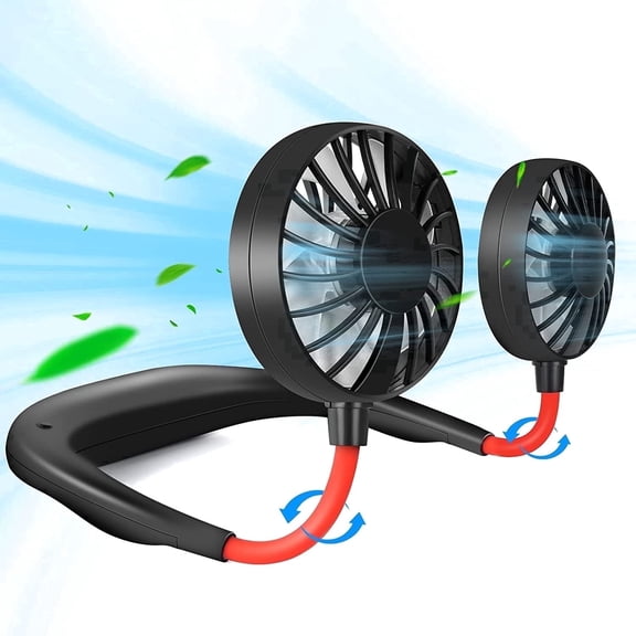 Portable Neck Fan Rechargeable Personal Hand-Free Fan Mini USB Wearable Neckband Sport Fan, 3 Speed Adjustable, 360 Degrees Free Rotation Perfect for Working, Traveling, Office, Reading