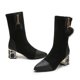 thumbnail image 1 of Botas de mujer 2022, botas elásticas de tacón alto para otoño, botas de calcetín con bloques de colores y cremallera a la moda para mujer39 Gao Jinjia LED, 1 of 2