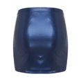 thumbnail image 4 of TiaoBug Women Faux Leather A-line Skirt Wet Look Bodycon Mini Skirts Night Club Going Out Hip-Wrap Skirt Clubwear Navy Blue ES, 4 of 5