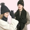 thumbnail image 5 of Bibifish 3 PCS Scarf Hat Glove Sets For Women Winter Knitted Scarves Touchscreen Mittens And Matching Beanie Hats Cold Weather Scarf Hat Glove Sets, 5 of 6