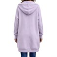 thumbnail image 4 of Vivianyo HD Women's Long Hooded Zip Up Sweatshirt, Mid Length Loose Hoodies with Two Way Zipper and Side Pockets, Womens Autumn Oouwear for Daily Walking Casual Activities, Sizes S-5XL, 4 of 7