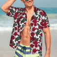 thumbnail image 5 of Lsque Rose Flowers pattern Hawaiian Shirt for Men, Unisex Summer Beach Casual Short Sleeve Button Down Shirts-Small, 5 of 9