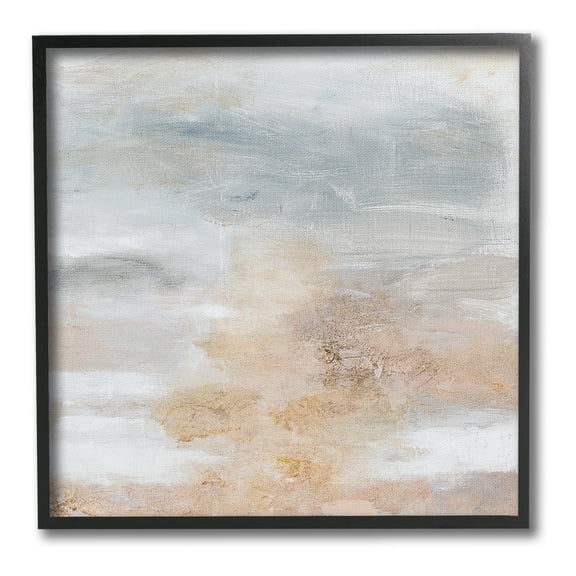 Stupell Industries Subtle Beige Abstraction Abstract Painting Black Framed Art Print Wall Art, 12 x 12