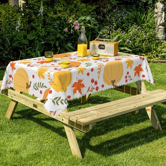 Nanqianyi Autumn Festive Pumpkin Rectangle Tablecloth, Washable Table Cover with Waterproof Wrinkle Resistant for Restaurant Picnic Indoor Outdoor, 52 x 70 Inch