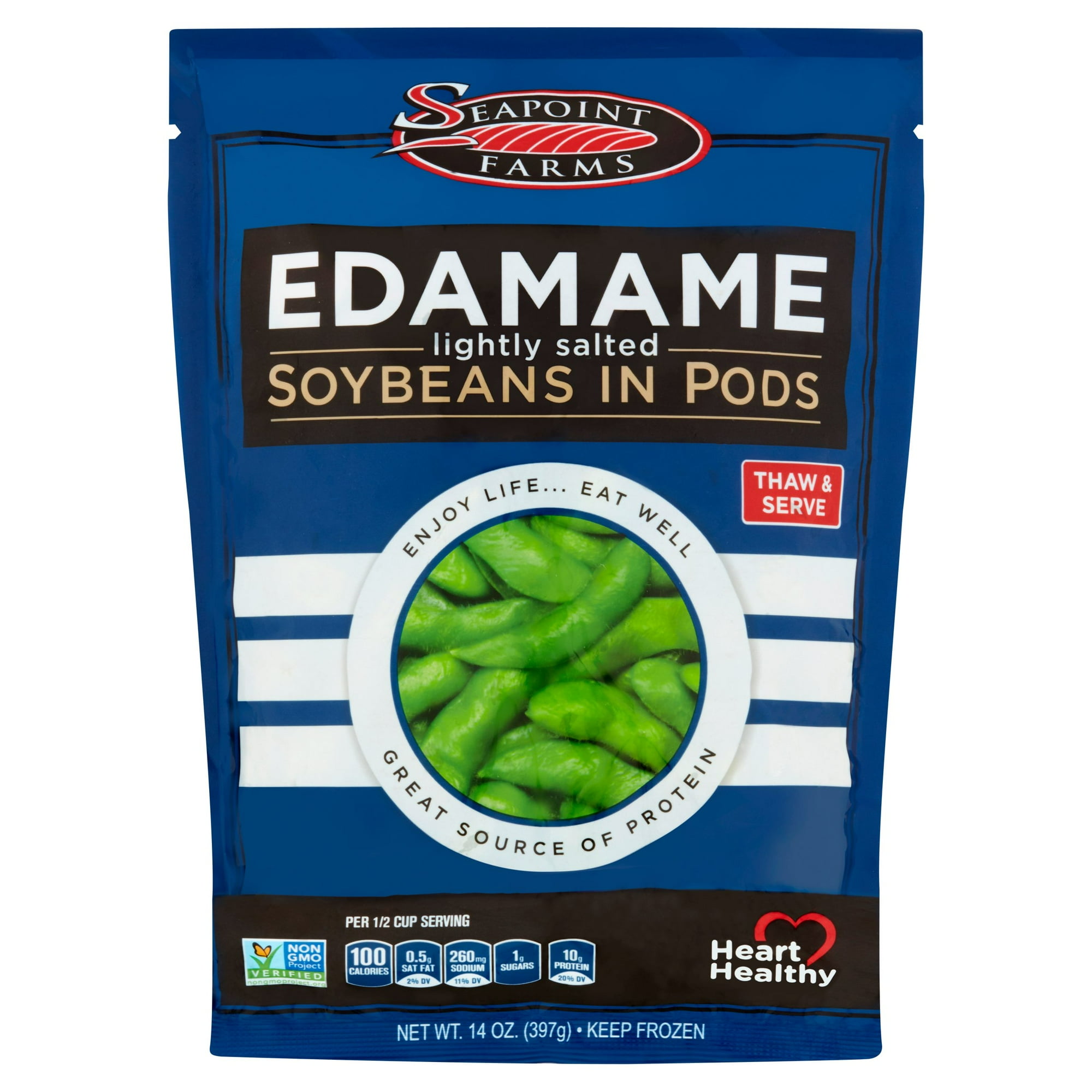 Seapoint Farms Lightly Salted, Edamame Soybeans in Pods, 14 oz Frozen Bag