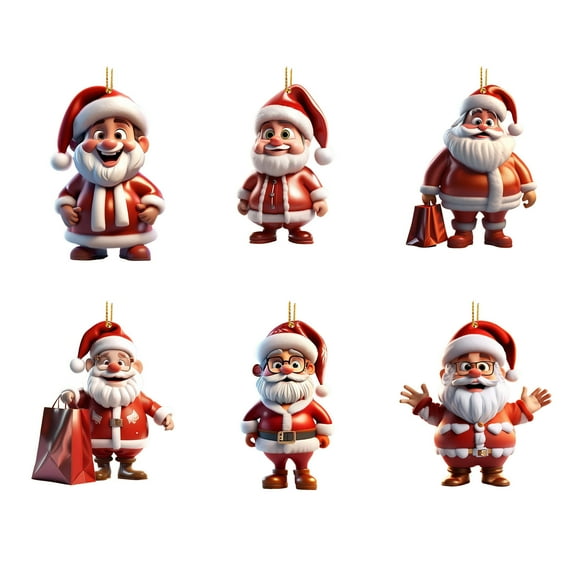 Beautynvta 6 Pcs Santa Claus Hanging Ornaments, Cute Cartoon Santa Claus Pendants, Christmas Tree Ornaments, Funny Santa Hanging Ornaments for Holiday Xmas Tree Decorations