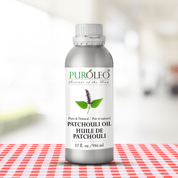 PUROLEO Patchouli Essential Oil 32 Fl Oz/946 ML (Packed In Canada) Pure and Natural for Aromatherapy, Skin and Hair Care - Patchouli Oil for Relaxation - 100% Pure and Undiluted