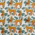 thumbnail image 1 of oneOone Cotton Silk Teal Green Fabric Tropical Leaf With Animal Dress Material Fabric Print Fabric By The Yard 42 Inch Wide, 1 of 4