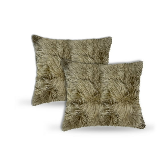 Natural New Zealand Sheepskin Pillow | 2-Pack | Taupe | 18"x18"