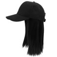 thumbnail image 3 of Black High Temperature Fiber Wig Hat with Short Straight Hair for Decor and Various Occasions, 3 of 3