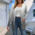 thumbnail image 2 of idosla Long Sleeve Cardigan for Women Casual Gradation Pockets Button Down Loose Fall Lightweight Hiking Trendy Jacket (Grey, L), 2 of 8