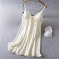 thumbnail image 2 of Feancey Chemise Nightgowns for Women with Built In Bra Lace Up V-Neck Lingerie Pajamas Spaghetti Strap Sleeveless Babydoll Nightgown Cozy Cami Dress Yellow XL, 2 of 8