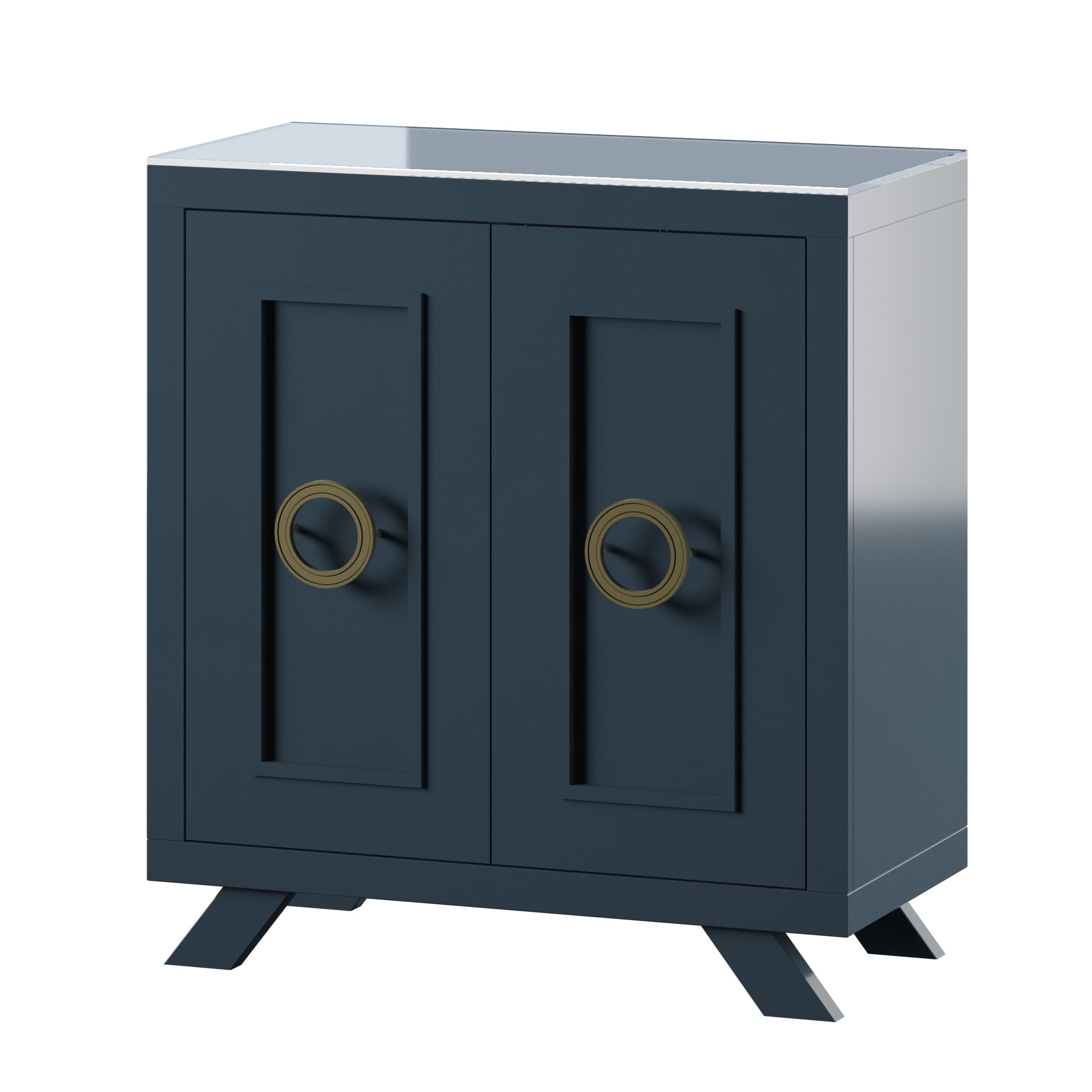 Twin Star Home Bar Cabinet with Stemware Rack, Fontana Blue