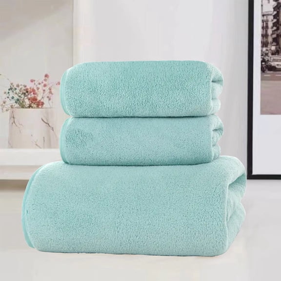 Soft Linen 3-Piece Bath Towel Set | 1 Bath Towel, 1 Hand Towel, 1 Washcloth | Highly Absorbent Quick-Dry Towels for Adults | Green