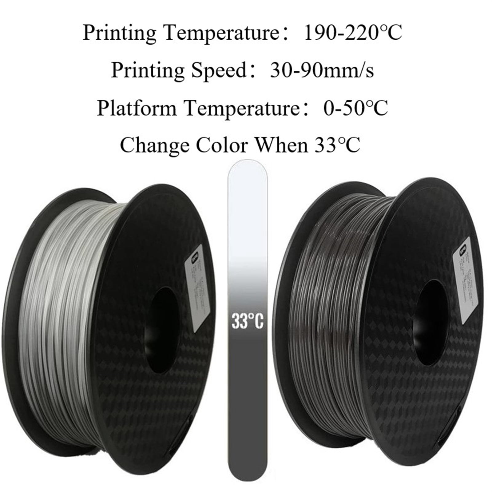 2KG 3D Printer PLA Filament, Red-White Color Changing with Temperature, 1.75mm +/- 0.03 mm, Accessories for 3D Printer & 3D Pen