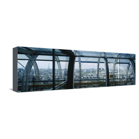 Elevated Walkway in a Museum, Pompidou Centre, Beauborg, Paris, France Stretched Canvas Print Wall