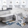 thumbnail image 5 of Modern Blue Brown Bath Mat 3 Piece Bathroom Rug Set, Coastal Beach Wave Geometric Non Slip Bath Rug Contour Mat and Toilet Lid Cover, Absorbent Shower Mats Soft Bath Rugs and Mats Sets, 5 of 8