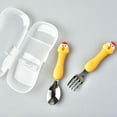 thumbnail image 3 of Stainless Steel Fork Spoon Baby Fork Spoon Plastic Handle Stainless Steel Tableware For Children Feeding Training, 3 of 3