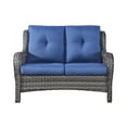 thumbnail image 6 of PARKWELL Patio Rattan Seat Sofa Cushioned Loveseat,Outdoor Wicker Furniture,Blue, 6 of 11