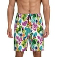 thumbnail image 1 of Balery Watercolor Flowers Pantalones cortos de pijama de punto de algodón para hombre con cinturilla y bolsillos-3X-Large, 1 of 6