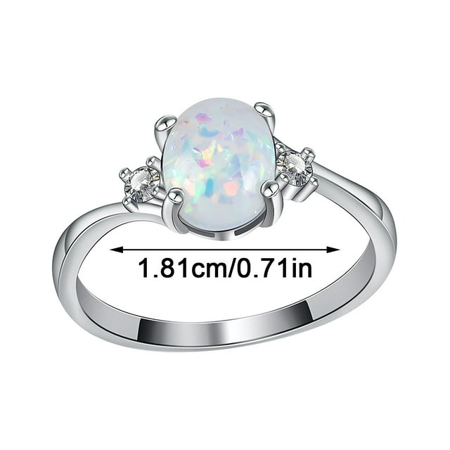 Fiudx Anillo de Ópalo, Elegante Alegría y Cobre y Circón, Anillo con Piedra Preciosa de Corte Ovalado, Accesorio Romántico para Novias, Regalo para Mujer, Ideal para Aniversario de Bodas, Diseño Eleg