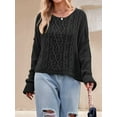 thumbnail image 5 of Womens Oversized Cable Knit Crew Neck Long Sleeve Fall Chunky Pullover Casual Loose Fit Sweater Tops, 5 of 9