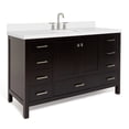 thumbnail image 2 of ARIEL Cambridge 61 Inch Rectangle Sink Vanity With White Quartz Countertop In Espresso, 2 of 7