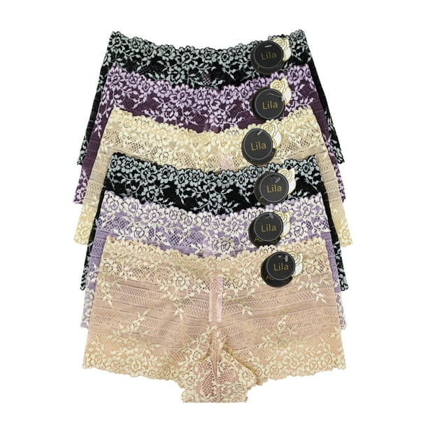 Paquete de Bóxer Para Dama Adda Lingerie Modelo Lila, Estilo bóxer, Colores surtidos