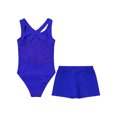 thumbnail image 4 of JanJean Kids Girls Lace Back Ballet Dance Leotard with Shorts Set Workout Athletic Biketard Royal Blue 14, 4 of 7