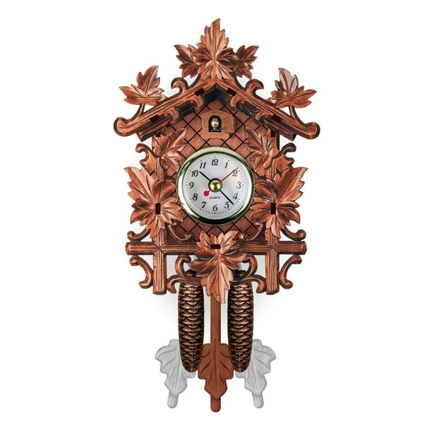 YUOPEEA Antique Wood Cuckoo Wall Clock Bird for Time Bell Swing Alarm
