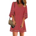 thumbnail image 1 of PENGXIANG Robe Décontractée à Fermeture Éclair pour Femmes Grande Taille Col en V Manches Courtes Robe en Jean Faux Denim, 1 of 6