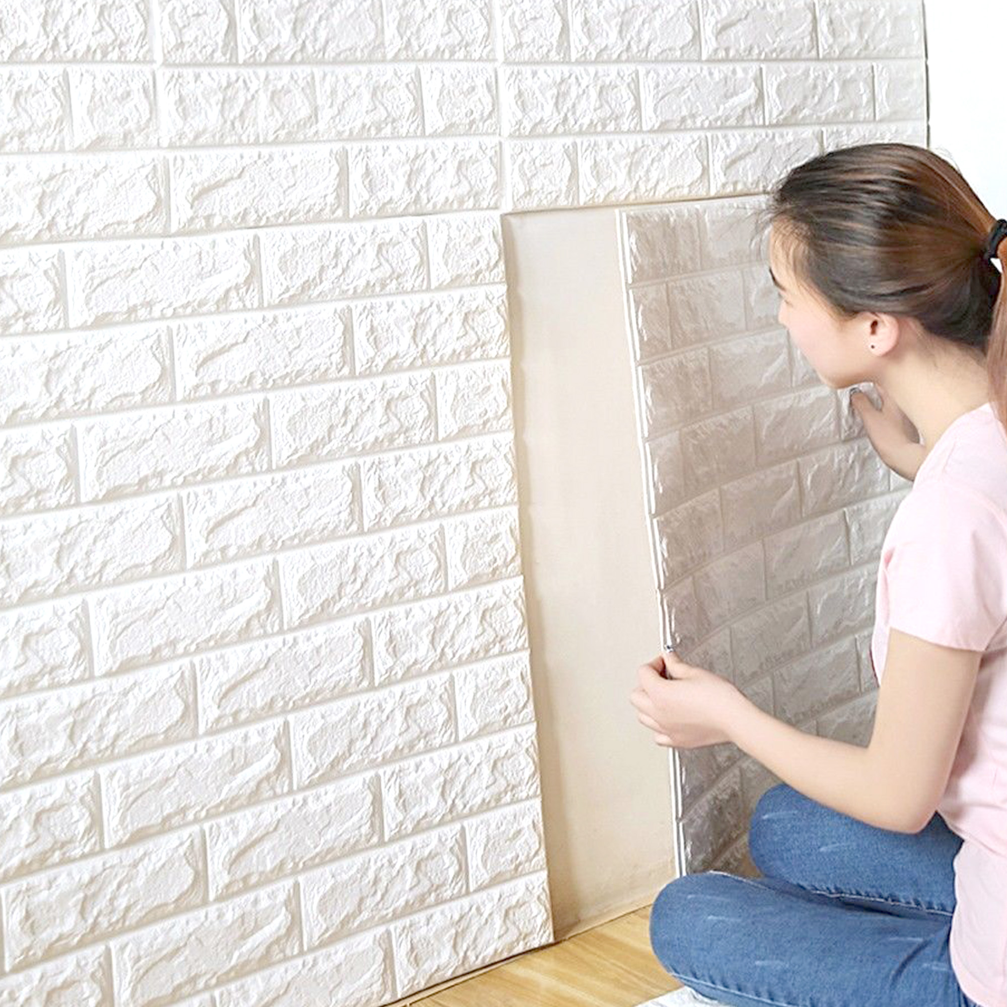 1 Pc 12x24 inch 3D Brick Wall Panels, 3D Foam Panels Stone Brick Ceramic Wall Stickers Self-adhesive Wallpaper Decor - image 5 of 8