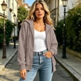thumbnail image 5 of Resicozy Women Oversized Full Zip Hoodie Long Sleeve Sweatshirts Drawstring Pocket Loose Fall Zip Up Hooded Jacket Light Brown 2XL, 5 of 8