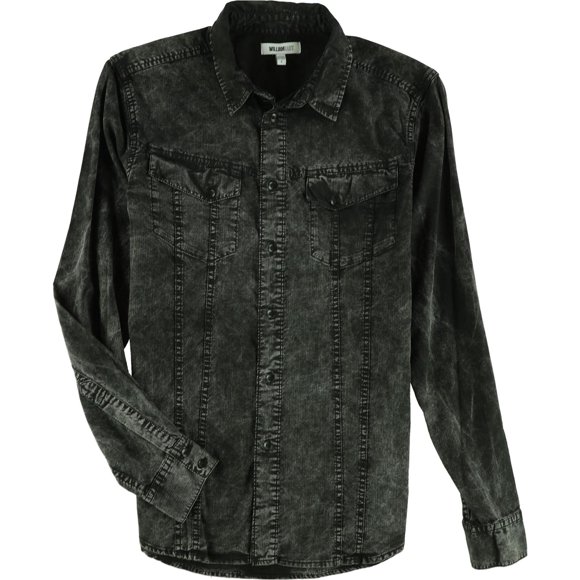 William Rast - Camisa de manga larga con botones para hombre, color negro, pequeña