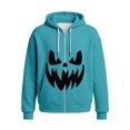 thumbnail image 5 of CONROSES Halloween Mens Knit Hoodies Pumpkin Face Graphic Long Sleeve Zip Up Waffle Pullover Hoodie for Men Fall Winter Hooded Sweatshirts with Pocket, 5 of 5