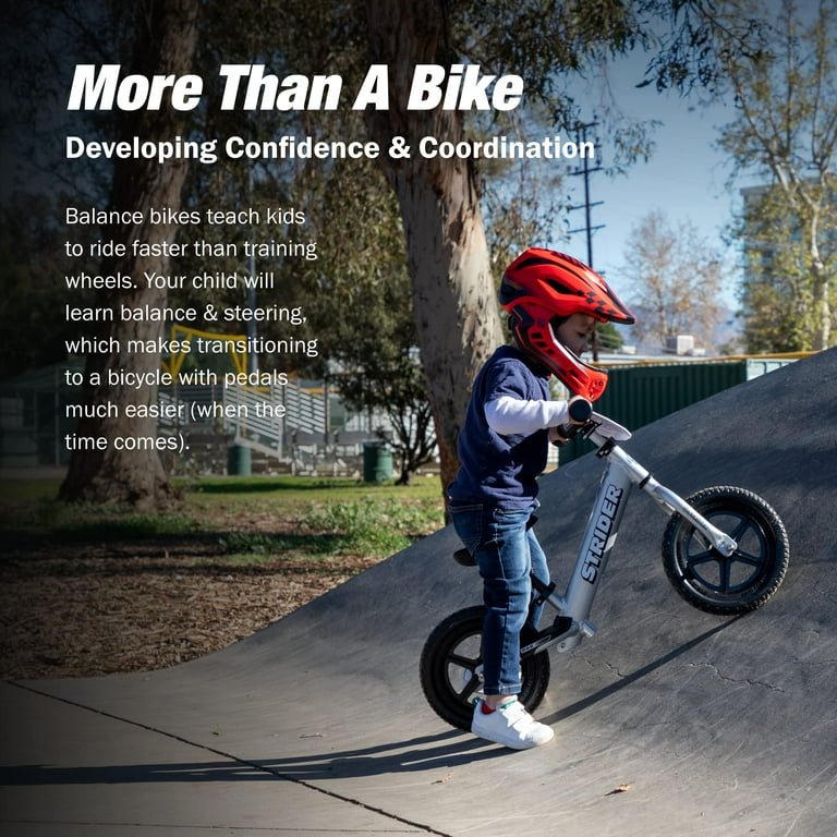 Strider 12” Pro Bike, Silver - No Pedal Balance Bicycle for Kids 1