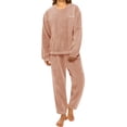 thumbnail image 4 of siminsem Women's Winter Pajamas Set Coral Fleece Flannel Sleepwear 2 Piece Loungewear Thick Oversized Long Sleeve Pjs Cozy Soft V-Neck Top Elastic Waist Pants Gift for Her, Pink,L, 4 of 8