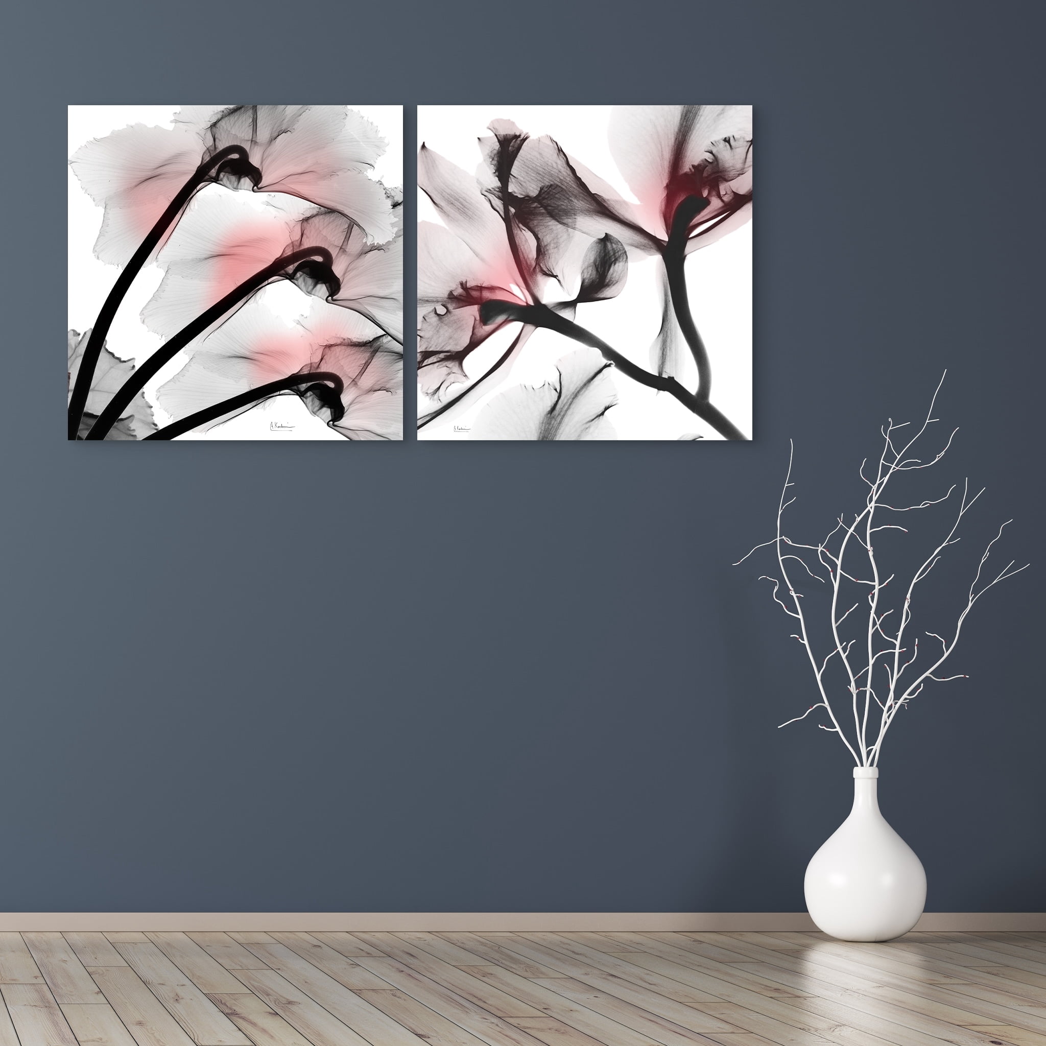Empire Art Direct Coral Luster Driptych Frameless Free Floating Tempered Glass Panel Graphic Wall Art, 24" x 24" x 0.2" each, Ready to Hang