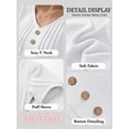 thumbnail image 4 of MOYIKO Blouses for Women Pleated Button Puff Short Sleeve Shirts Dressy Casual V Neck Tunic Tops Summer Shirts, 4 of 7