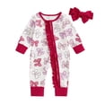 thumbnail image 5 of 3-6 Months Infant One-Piece Romper Baby Girls Bodysuits With Cute Bow Prints Long Sleeve Sleeper Jumpsuit Red Newborn Gift, 5 of 5